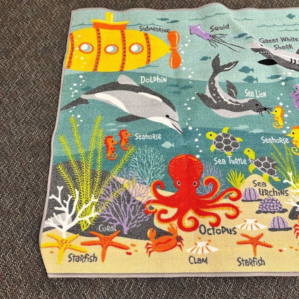 Kids Sea Creature Blue Rug - Picture 4 of 6